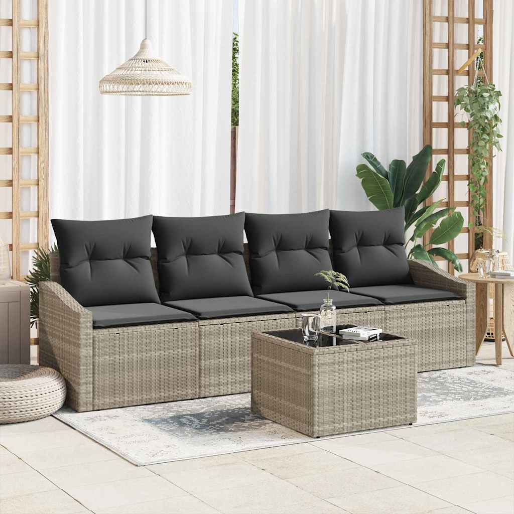 Tuin Sofa Set 5 Pcs Licht Grijs En Donker Grijs 55 X 55 X 37 Cm