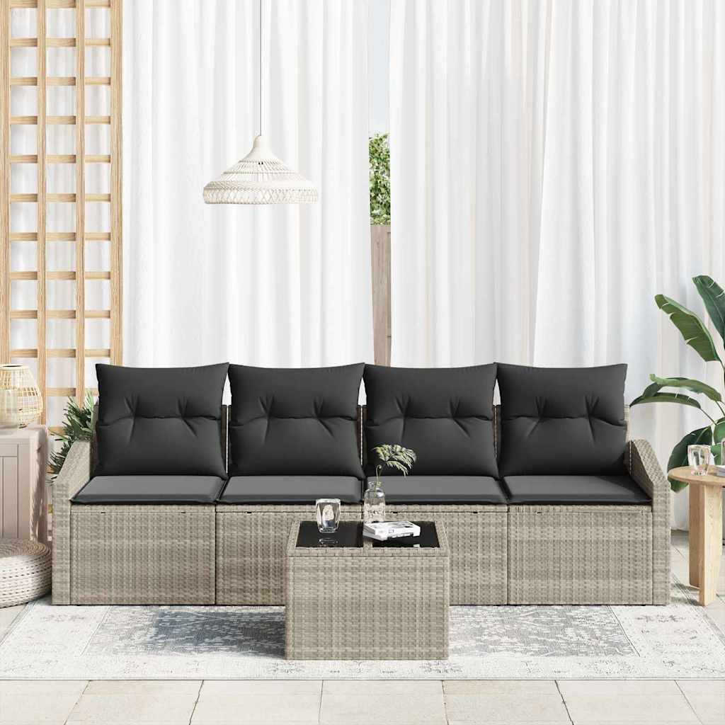 Tuin Sofa Set 5 Pcs Licht Grijs En Donker Grijs 55 X 55 X 37 Cm