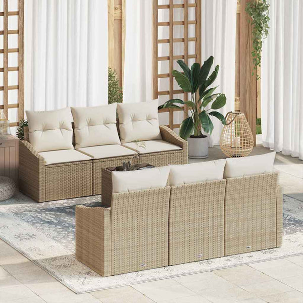 Tuin Sofa Set Met Kussen 7 Pcs En Crème 55 X 55 X 37 Cm