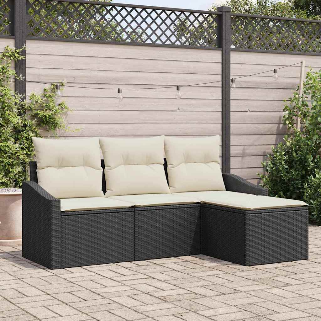 Tuin Sofa Set Met Kussen Met Opslag 4 Pcs En Crème