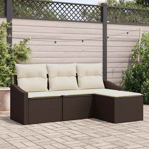 Tuin Sofa Set Met Kussen Met Opslag 4 Pcs En Crème