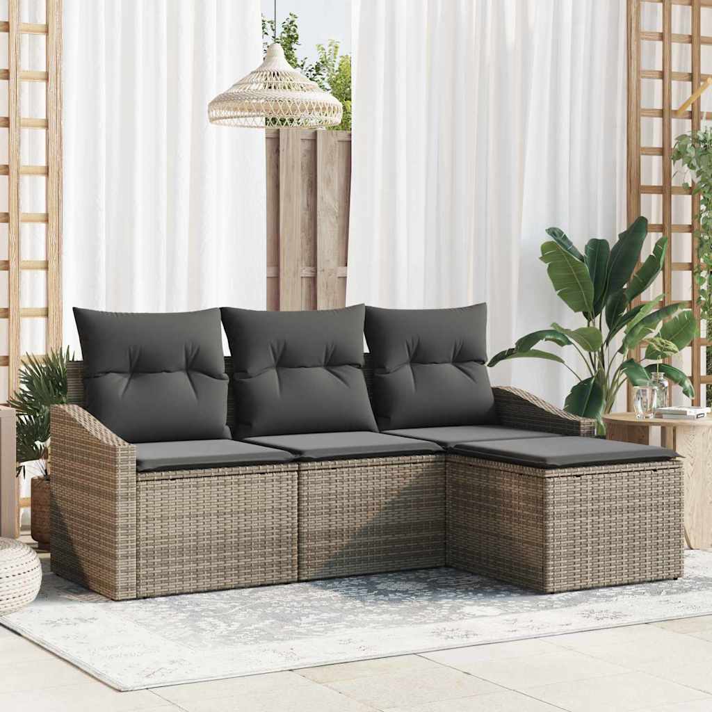 Tuin Sofa Set Met Kussen Met Opslag 4 Pcs En Crème