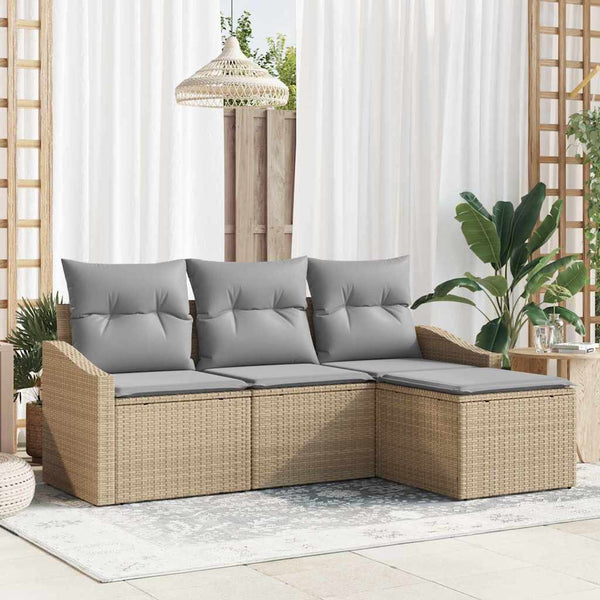 Tuin Sofa Set Met Kussen Met Opslag 4 Pcs En Crème