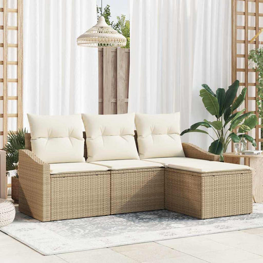 Tuin Sofa Set Met Kussen Met Opslag 4 Pcs En Crème