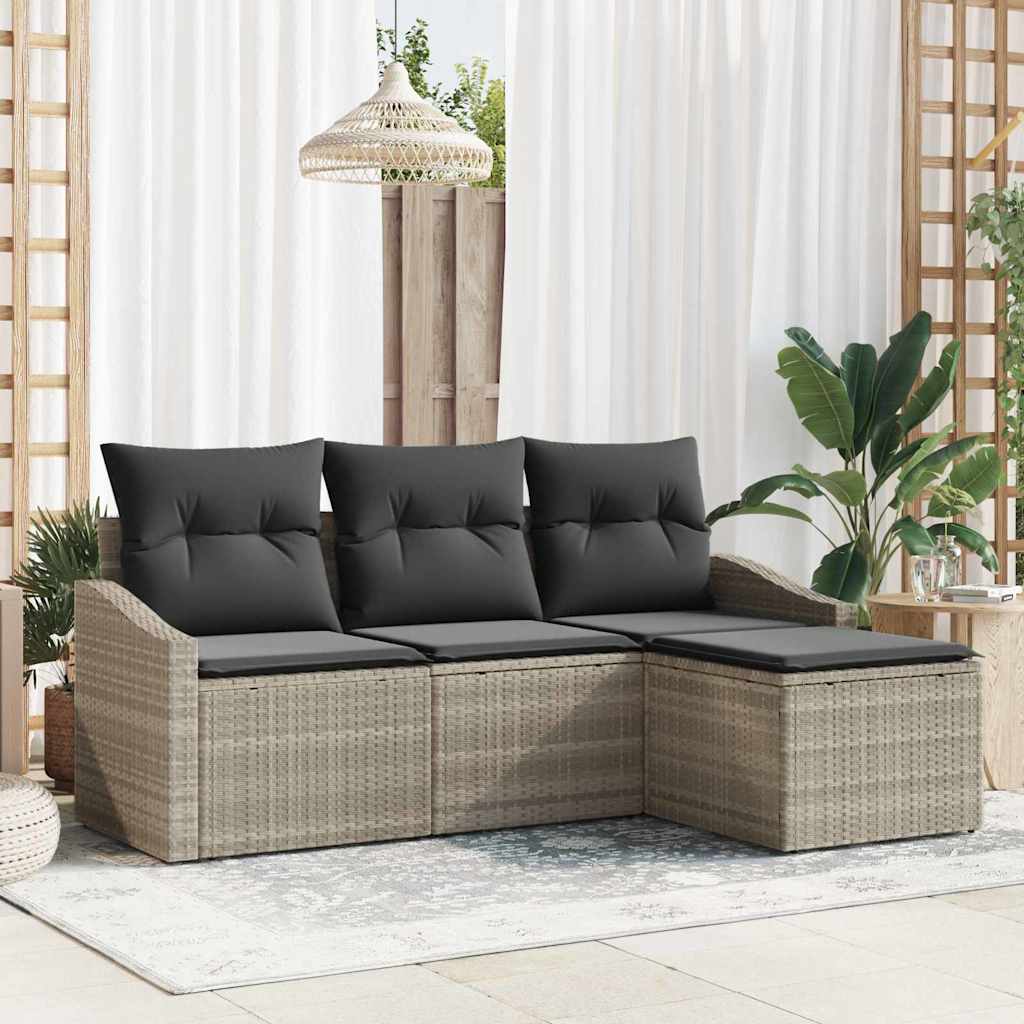 Tuin Sofa Set Met Kussen Met Opslag 4 Pcs En Crème