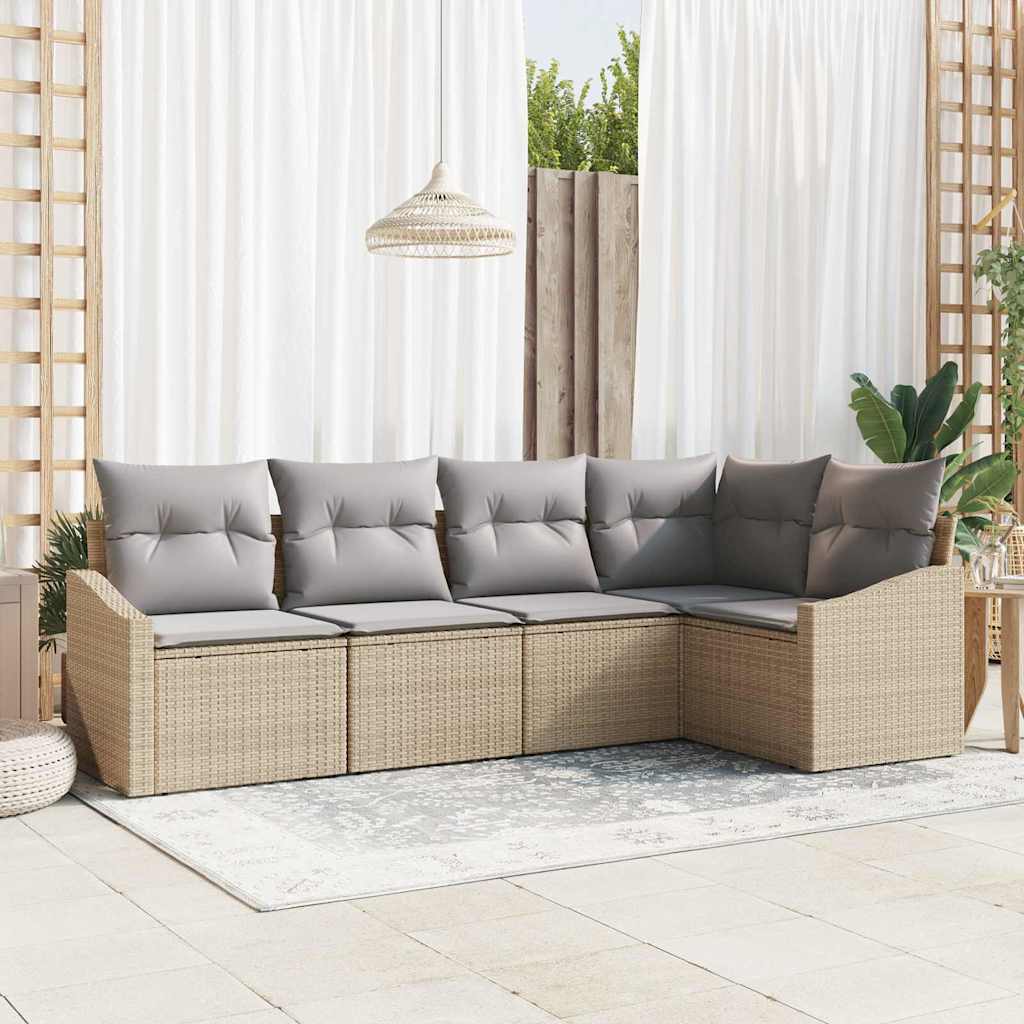 Tuin Eetset Met Kussen Met Opslag 5 Pcs En Crème
