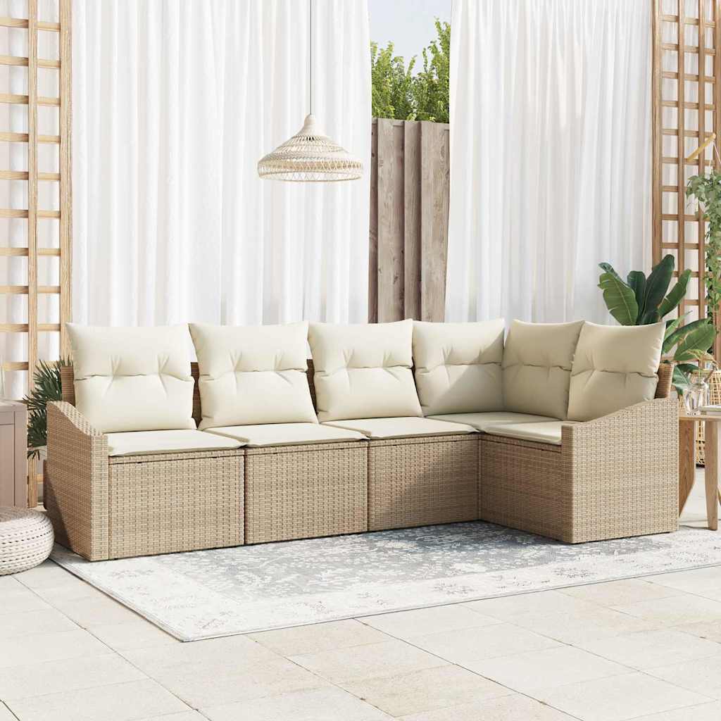Tuin Eetset Met Kussen Met Opslag 5 Pcs En Crème