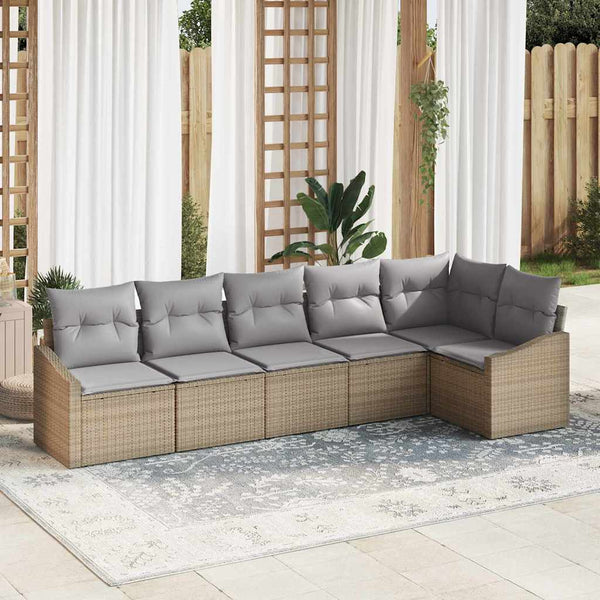 Tuin Eetset Met Kussen Met Opslag 6 Pcs En Crème
