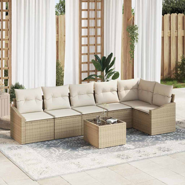 Tuin Eetset Met Kussen Met Opslag 6 Pcs En Crème