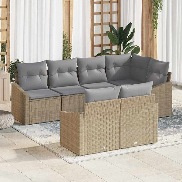 Tuin Eetset Met Kussen Met Opslag 7 Pcs En Crème
