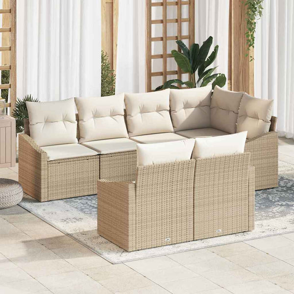 Tuin Eetset Met Kussen Met Opslag 7 Pcs En Crème