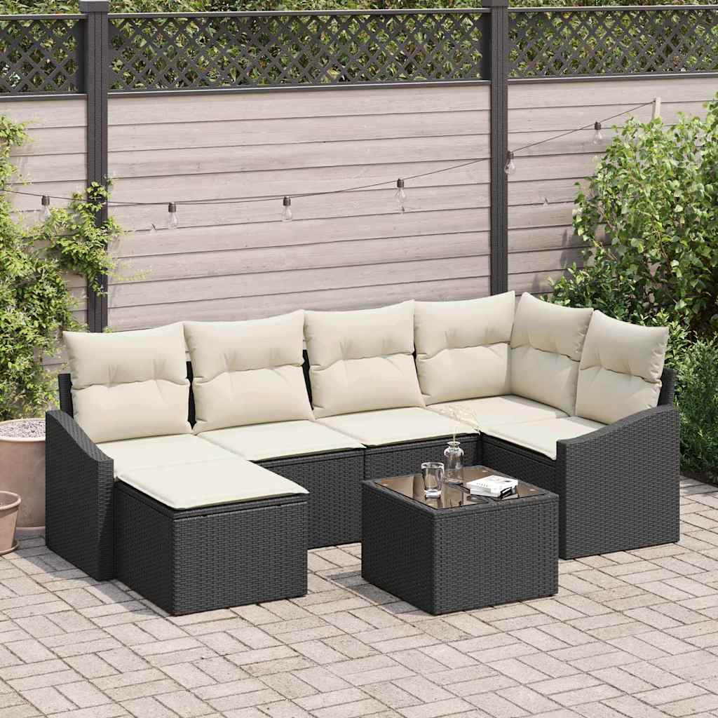 Tuin Eetset Met Kussen Met Opslag 6 Pcs En Crème