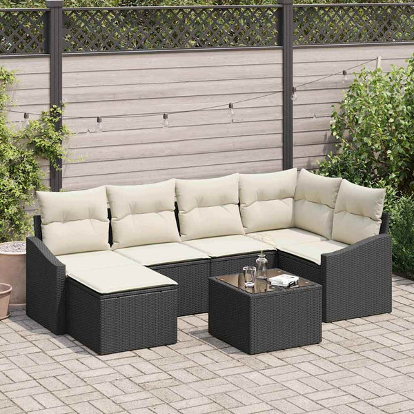 Tuin Eetset Met Kussen Met Opslag 6 Pcs En Crème
