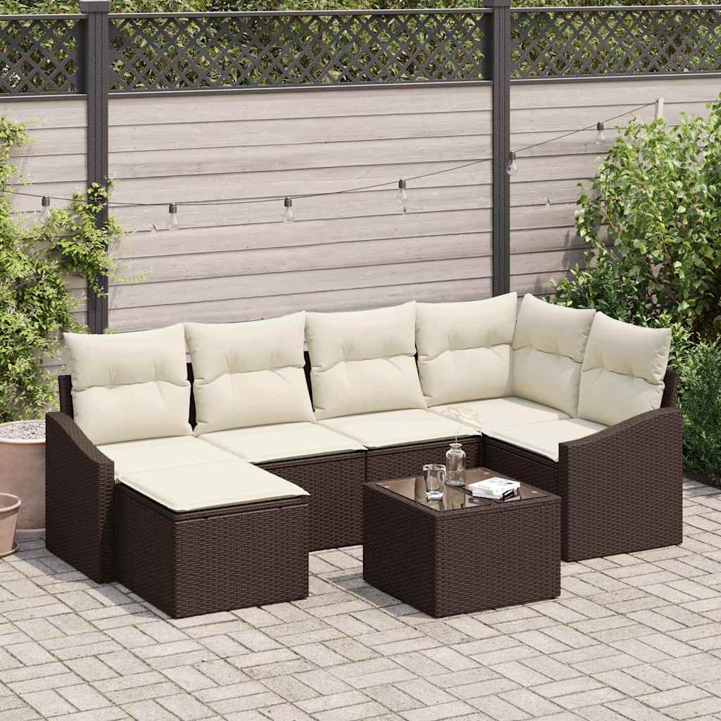 Tuin Eetset Met Kussen Met Opslag 6 Pcs En Crème