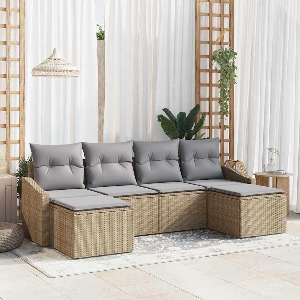 Tuin Eetset Met Kussen Met Opslag 6 Pcs En Crème