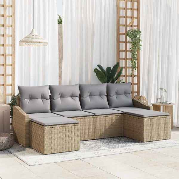 Tuin Eetset Met Kussen Met Opslag 6 Pcs En Crème