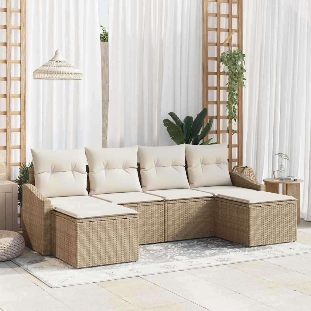 Tuin Eetset Met Kussen Met Opslag 6 Pcs En Crème