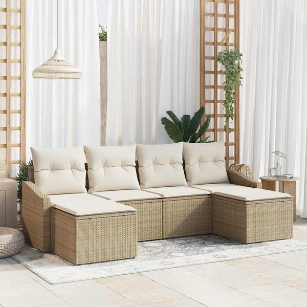 Tuin Eetset Met Kussen Met Opslag 6 Pcs En Crème