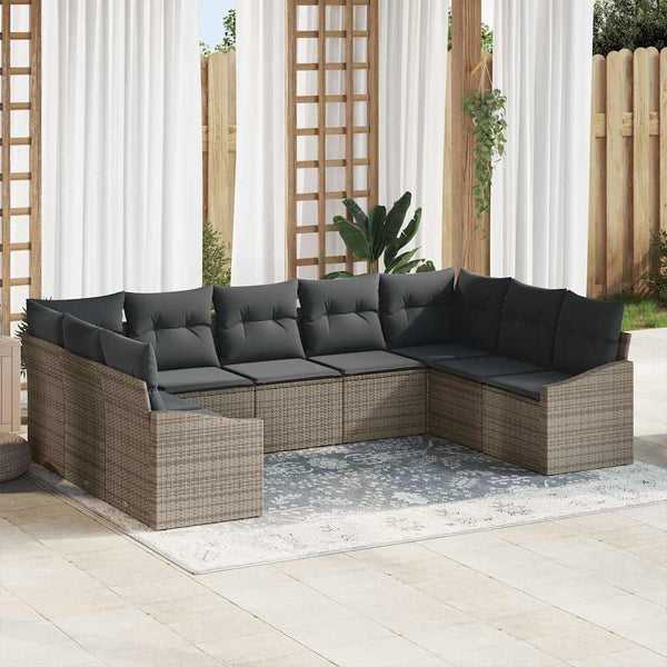 Tuin Eetset Met Kussen Met Opslag 9 Pcs En Licht Grijs