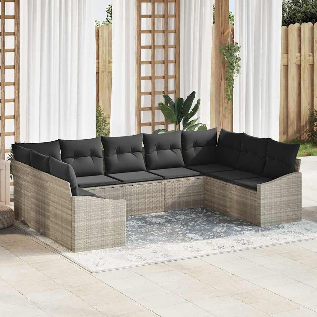 Tuin Eetset Met Kussen Met Opslag 9 Pcs En Licht Grijs