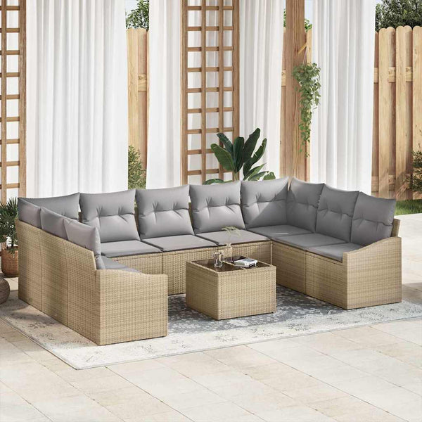 Tuin Eetset Met Kussen Met Opslag 9 Pcs En Licht Grijs