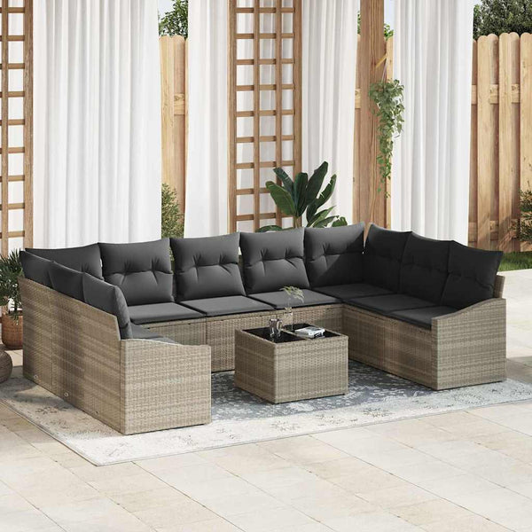 Tuin Eetset Met Kussen Met Opslag 9 Pcs En Licht Grijs