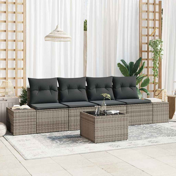 Tuin Sofa Set Met Kussen 5 Pcs En Grijs 55 X 55 X 37 Cm