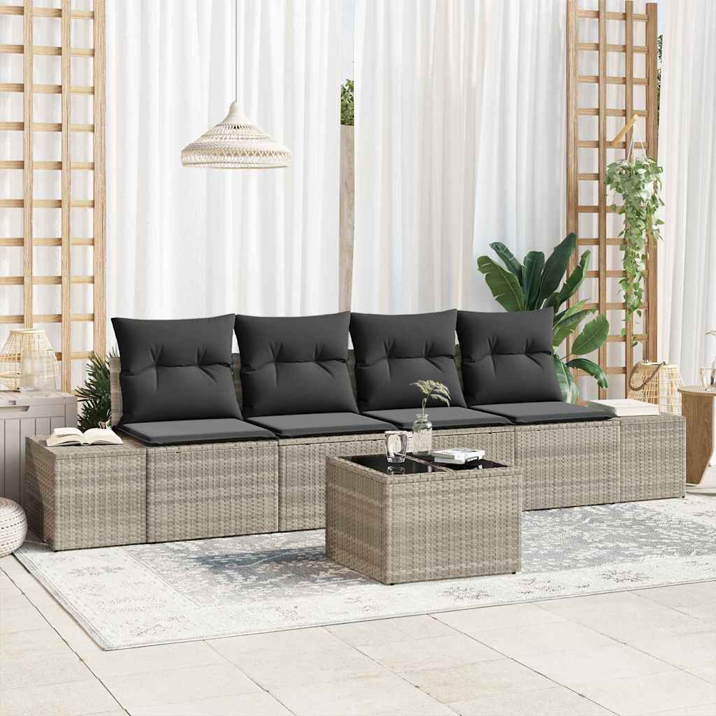 Tuin Sofa Set Met Kussen 5 Pcs En Grijs 55 X 55 X 37 Cm