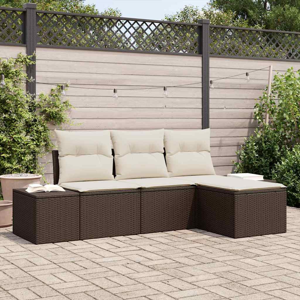 Tuin Sofa Set 4 Pcs Poly Rattan En Poedergecoat Staal