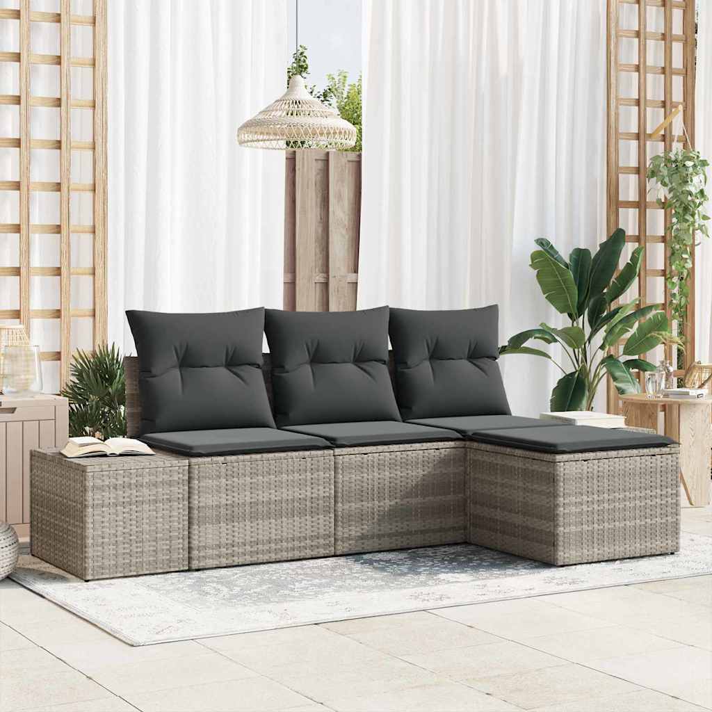 Tuin Sofa Set 4 Pcs Poly Rattan En Poedergecoat Staal