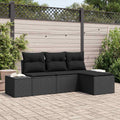 Tuin Sofa Set 4 Pcs Poly Rattan En Poedergecoat Staal