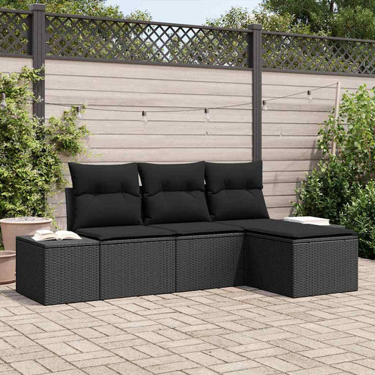 Tuin Sofa Set 4 Pcs Poly Rattan En Poedergecoat Staal
