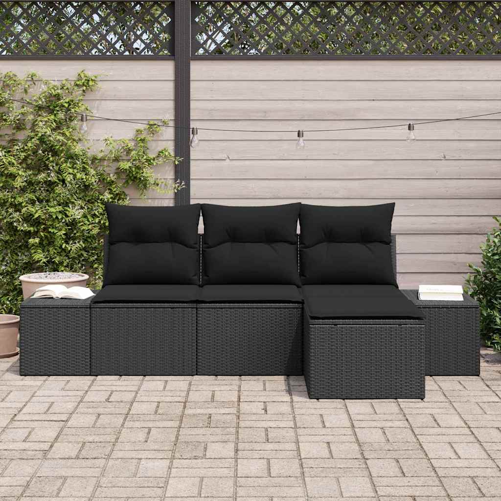 Tuin Sofa Set 4 Pcs Poly Rattan En Poedergecoat Staal