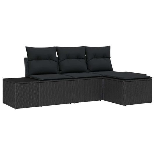 Tuin Sofa Set 4 Pcs Poly Rattan En Poedergecoat Staal