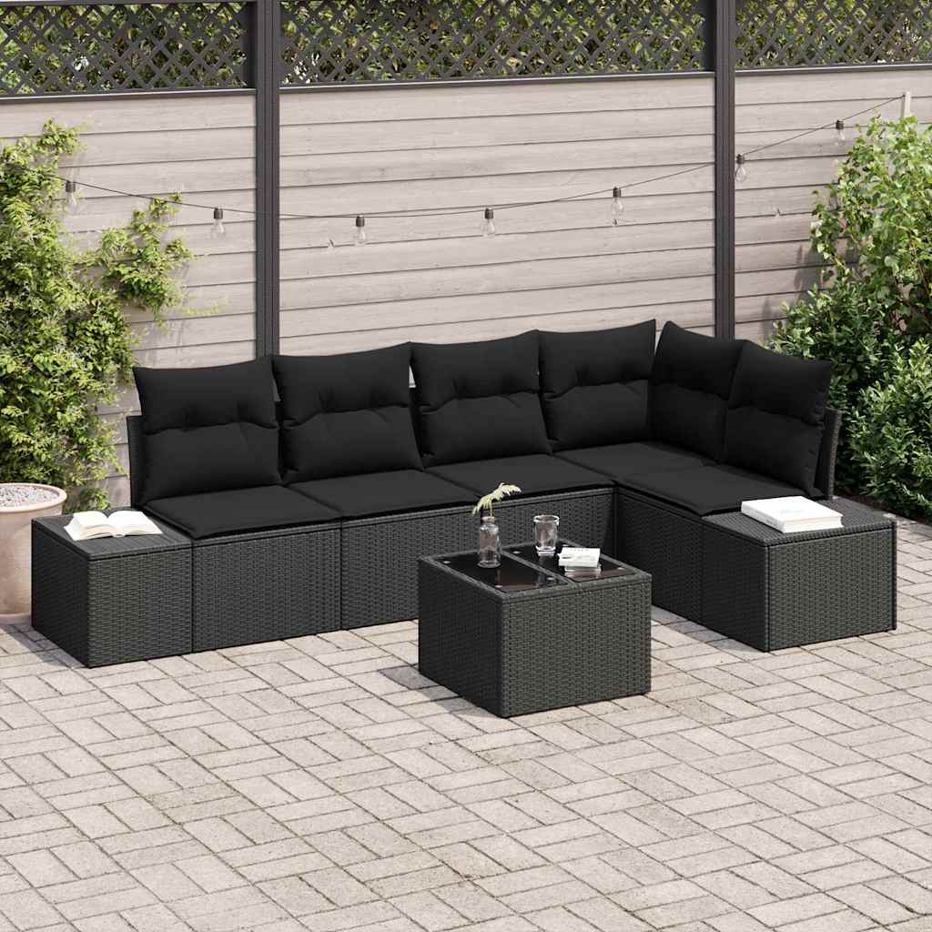 Tuin Sofa Set 6 Pcs Poly Rattan, Poedergecoat Staal