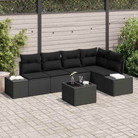 Tuin Sofa Set 6 Pcs Poly Rattan, Poedergecoat Staal