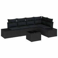Tuin Sofa Set 6 Pcs Poly Rattan, Poedergecoat Staal