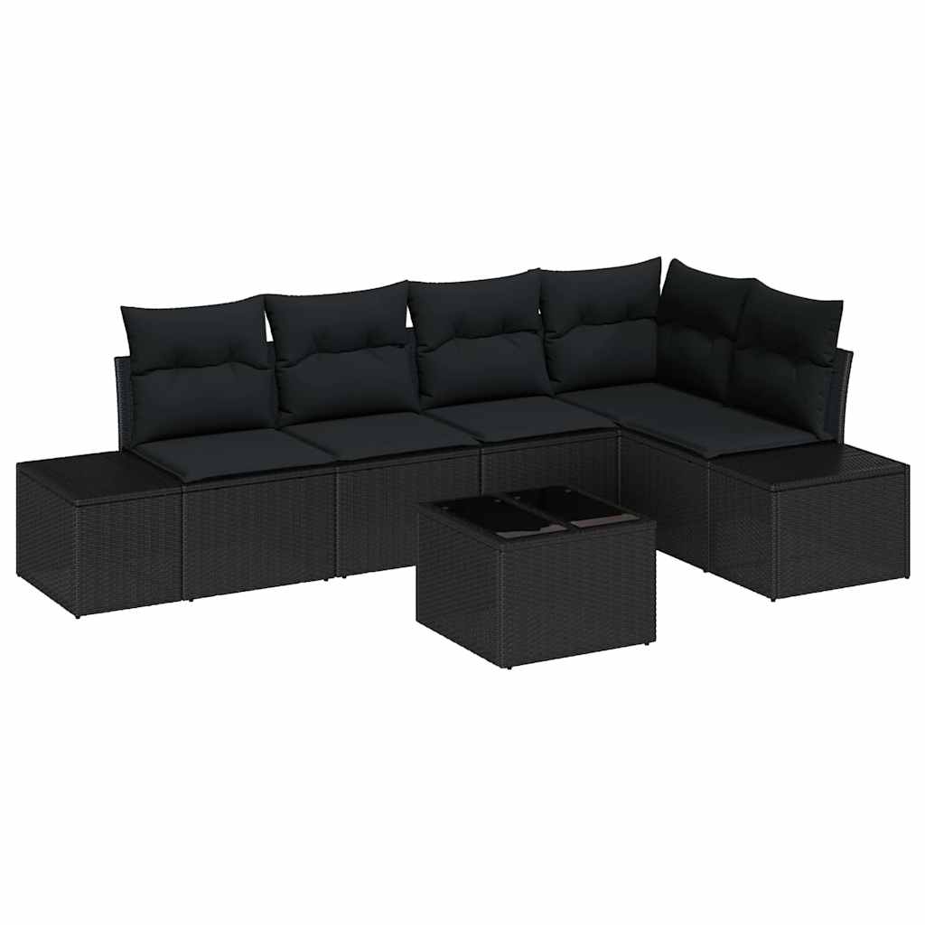 Tuin Sofa Set 6 Pcs Poly Rattan, Poedergecoat Staal