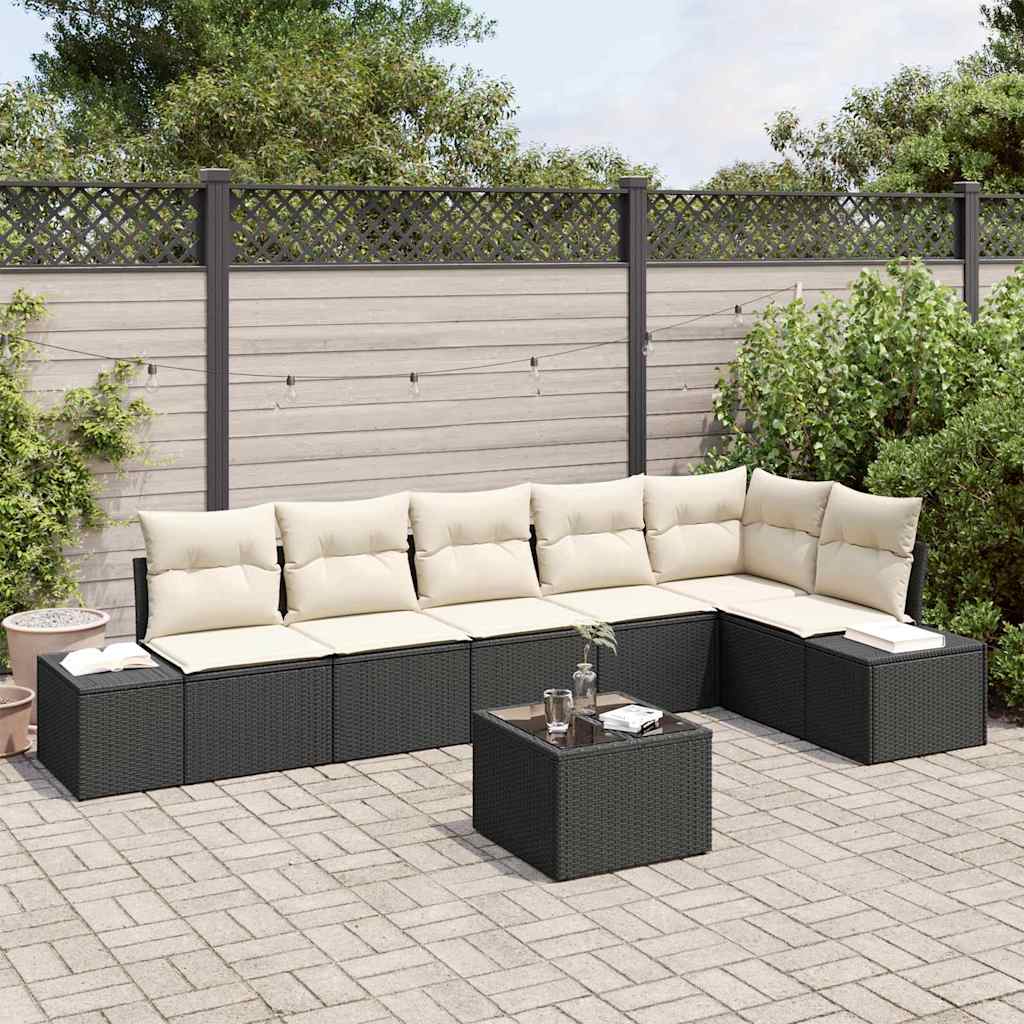 Tuin Sofa Set Met Kussen Met Opslag 7 Pcs En Crème