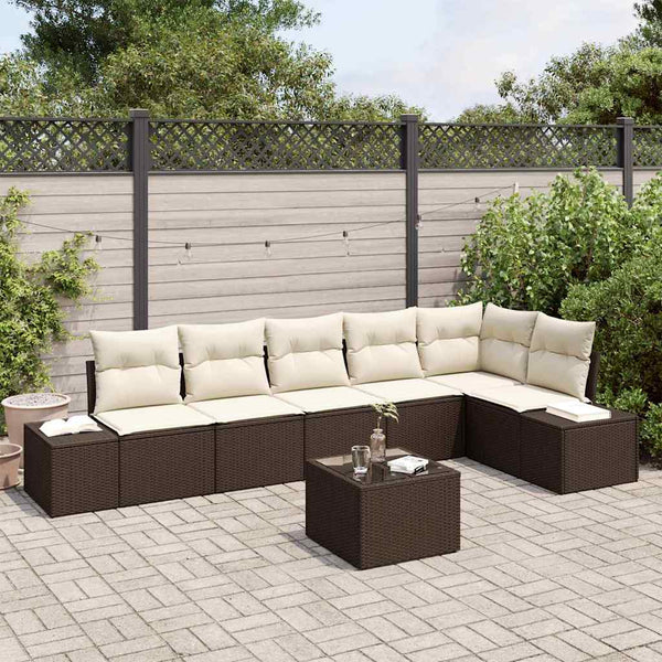 Tuin Sofa Set Met Kussen Met Opslag 7 Pcs En Crème
