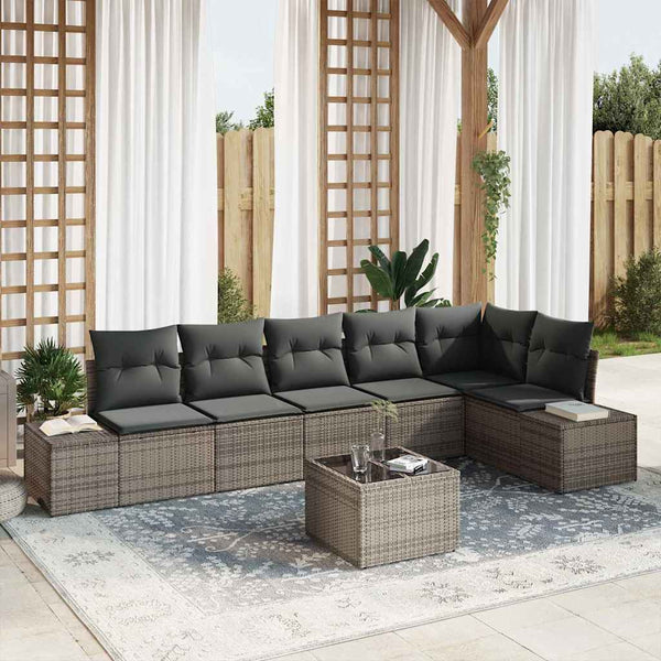 Tuin Sofa Set Met Kussen Met Opslag 7 Pcs En Crème