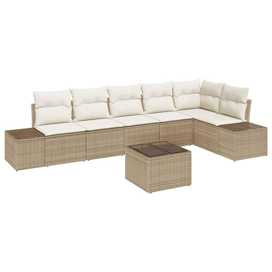 Tuin Sofa Set Met Kussen Met Opslag 7 Pcs En Crème
