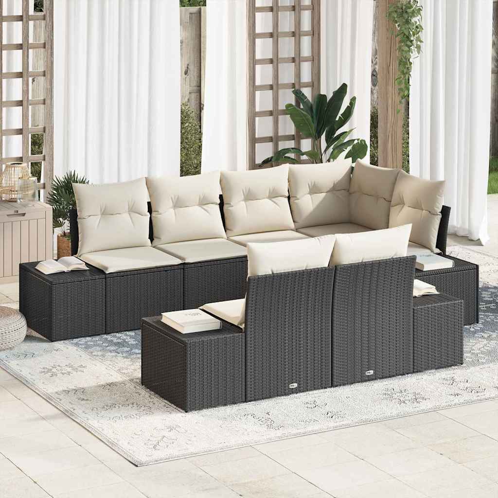 Tuin Sofa Set Met Kussen Met Opslag 7 Pcs En Crème
