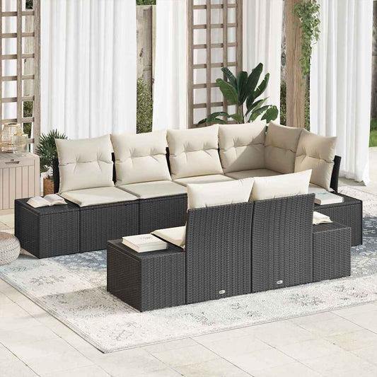 Tuin Sofa Set Met Kussen Met Opslag 7 Pcs En Crème