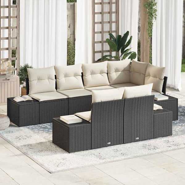 Tuin Sofa Set Met Kussen Met Opslag 7 Pcs En Crème