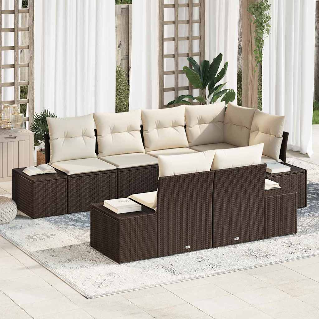 Tuin Sofa Set Met Kussen Met Opslag 7 Pcs En Crème