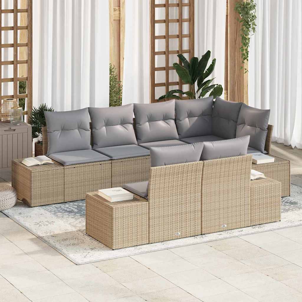 Tuin Sofa Set Met Kussen Met Opslag 7 Pcs En Crème