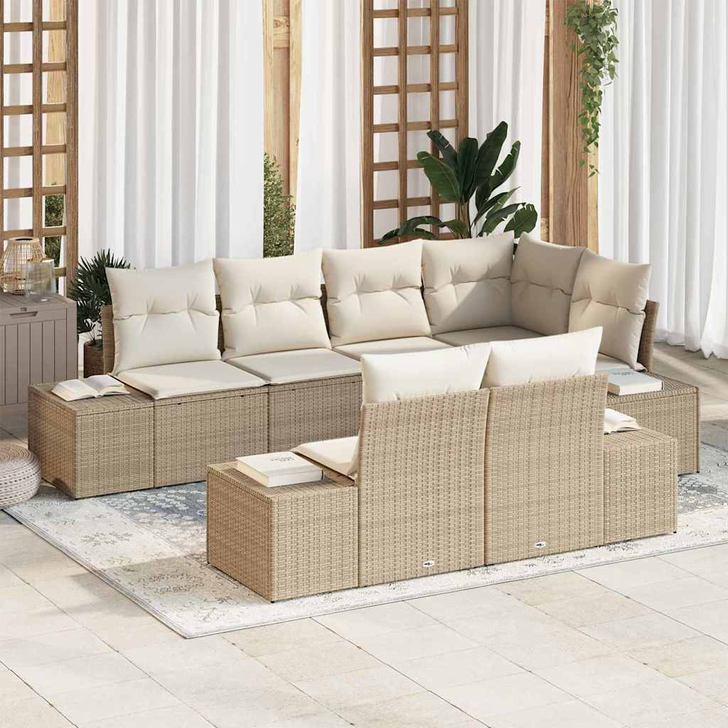 Tuin Sofa Set Met Kussen Met Opslag 7 Pcs En Crème