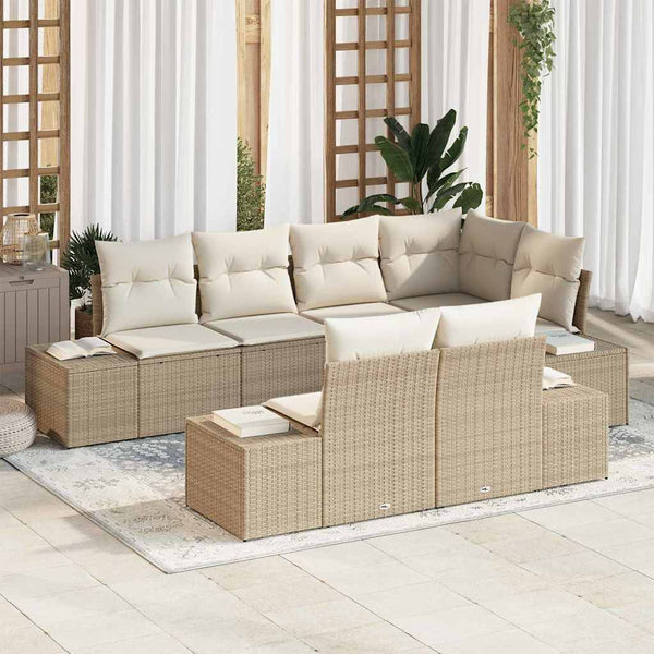 Tuin Sofa Set Met Kussen Met Opslag 7 Pcs En Crème