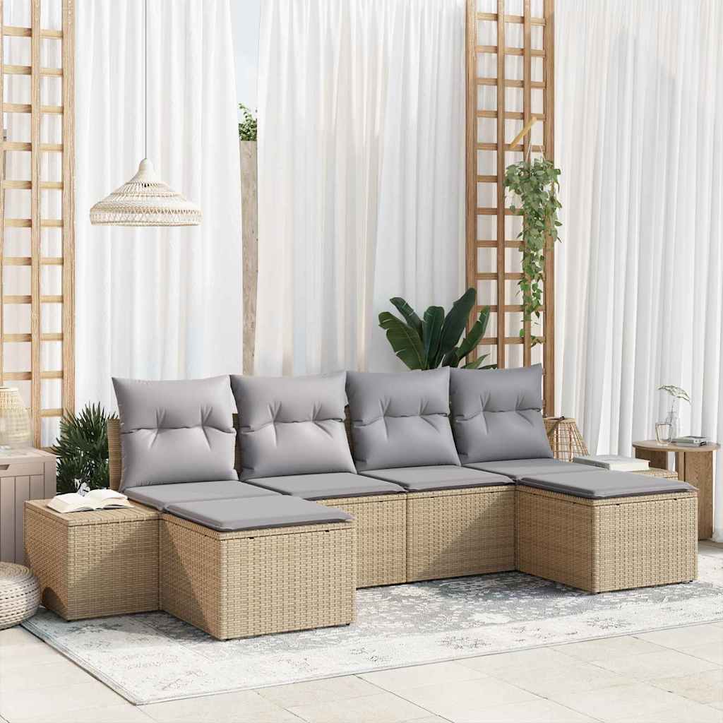 Tuin Sofa Set Met Kussen 6 Pcs 184 X 62 X 85 Cm Poly Riet